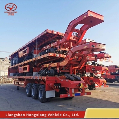 20FT 40FT Ganshals Skelet Trekkracht Tri-as Flatbed Truck Container Chassis Semi-trailer