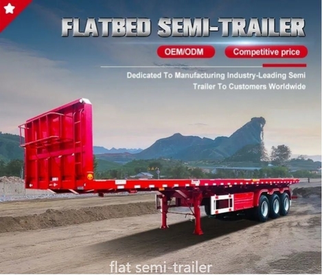60 ton 3/4-assige zelfdompende platbed-trailer voor niet-zelfdompende containers