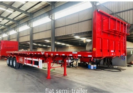 60 ton 3/4-assige zelfdompende platbed-trailer voor niet-zelfdompende containers