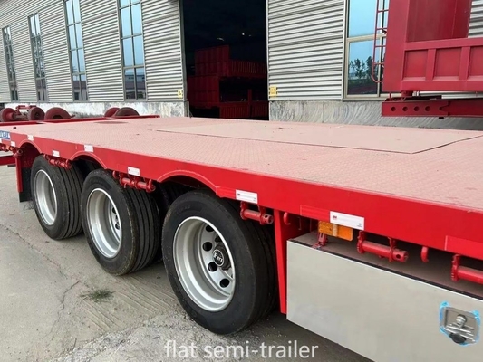 60 ton 3/4-assige zelfdompende platbed-trailer voor niet-zelfdompende containers