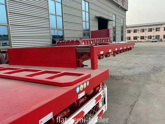 60 ton 3/4-assige zelfdompende platbed-trailer voor niet-zelfdompende containers