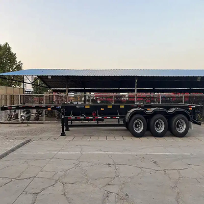 Zelfdumpingcontainerchassis voor vervoer door middel van een dubbellijnsremsysteem met immobilisatie